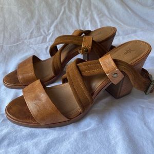 Frye Dani Crisscross Slingback Block-Heel Sandals